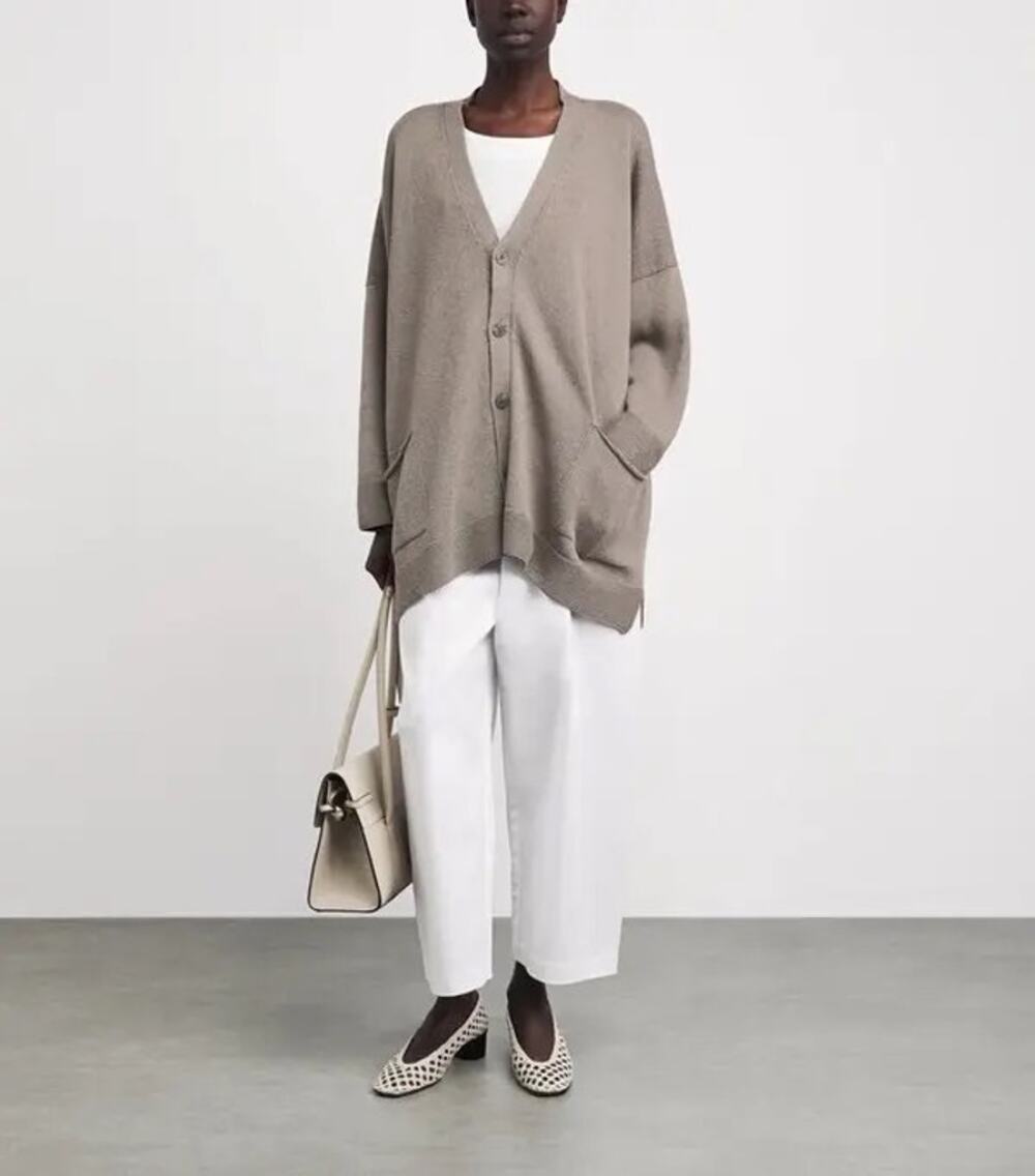 Eskandar Size 0 Linen Cotton Oversized V Neck Cardigan Made Scotland NWT